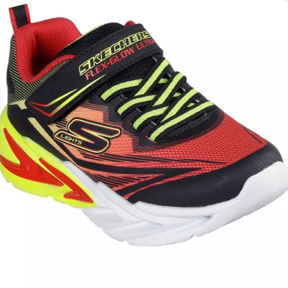 Skechers Kids Flex-Glow Ultra Red and Black Sneakers